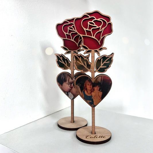 Rose en bois personnalisée avec photo